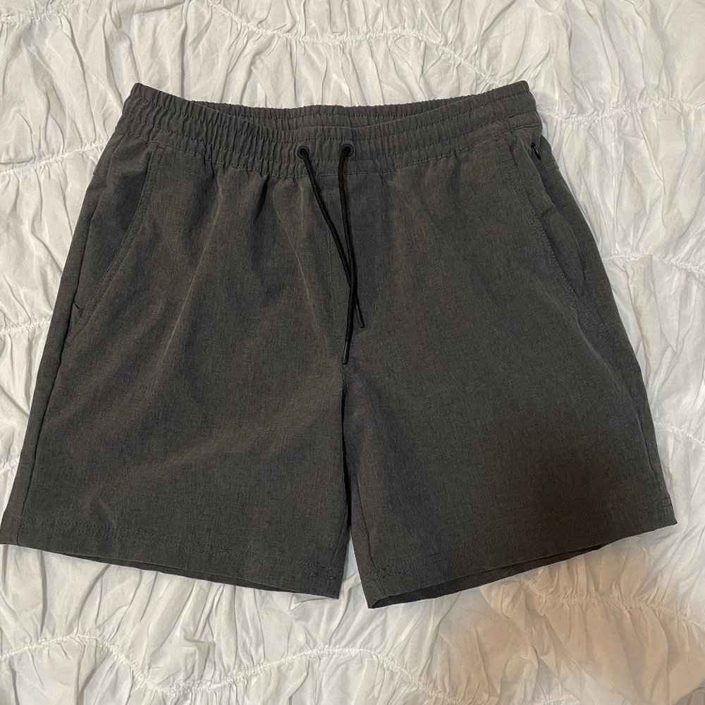 Dark Grey Stretchy Canvas Shorts